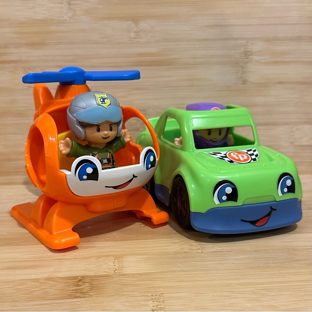 Fisher-Price Little People Toy Helicopter and Race Car Set